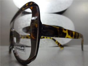 Flat Clear Lens Glasses- Tortoise Frame