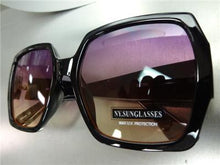 Vintage Inspired Square Frame Sunglasses- Purple/ Brown Lens