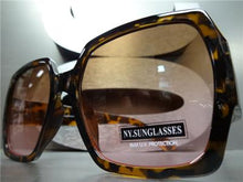 Vintage Inspired Square Frame Sunglasses- Brown/ Pink Lens