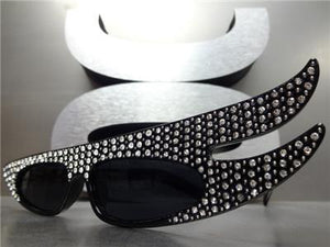 Funky Retro Style Sparkly Cat Eye Sunglasses- Black 7524