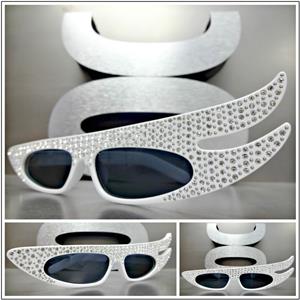 Funky Retro Style Sparkly Cat Eye Sunglasses- White