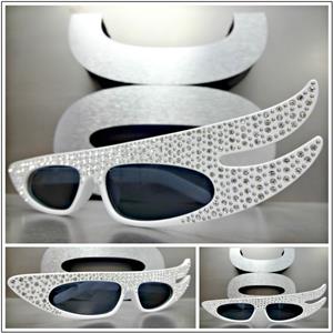 Funky Retro Style Sparkly Cat Eye Sunglasses- White 7524