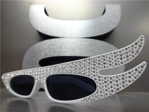 Funky Retro Style Sparkly Cat Eye Sunglasses- White