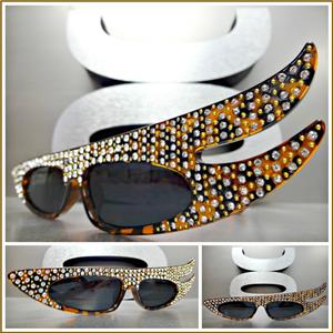 Funky Retro Style Sparkly Cat Eye Sunglasses- Tortoise