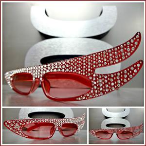 Funky Retro Style Sparkly Cat Eye Sunglasses- Red