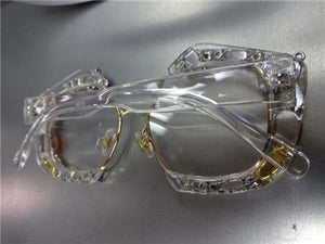 Unique Transparent Frame CUSTOM JEWELED Clear Lens Glasses