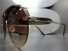 Round Aviator Style Sunglasses- Brown Lens