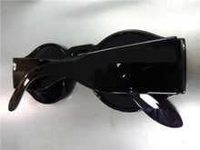 Retro Round Thick Frame Sunglasses- Dark Lens/ Black Frame