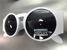 Retro Round Thick Frame Sunglasses- White Frame