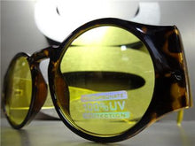 Retro Round Thick Frame Sunglasses- Yellow Lens/ Tortoise Frame