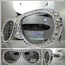 Bedazzled Rhinestone Transparent Frame Sunglasses- Gray