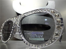 Bedazzled Rhinestone Transparent Frame Sunglasses- Gray