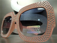Oversized Sparkling Bling Square Sunglasses- Pink