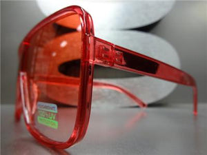 Oversized Transparent Square Frame Sunglasses- Red