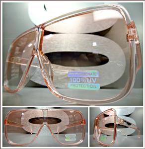 Oversized Transparent Square Frame Sunglasses- Pink