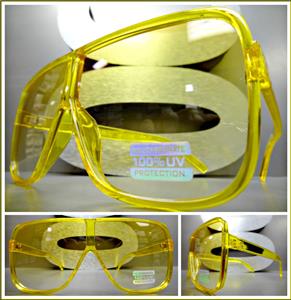 Oversized Transparent Square Frame Sunglasses- Yellow