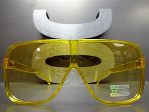 Oversized Transparent Square Frame Sunglasses- Yellow