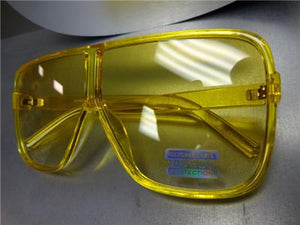 Oversized Transparent Square Frame Sunglasses- Yellow