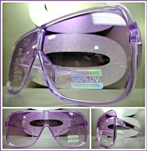 Oversized Transparent Square Frame Sunglasses- Purple