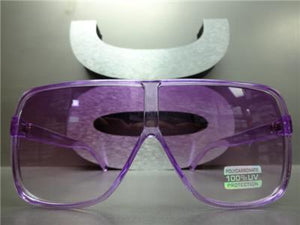 Oversized Transparent Square Frame Sunglasses- Purple