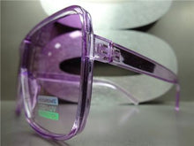 Oversized Transparent Square Frame Sunglasses- Purple