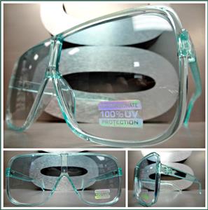 Oversized Transparent Square Frame Sunglasses- Turquoise