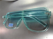 Oversized Transparent Square Frame Sunglasses- Turquoise
