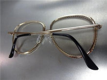 Metal Etched Aviator Clear Lens Glasses- Gold Frame