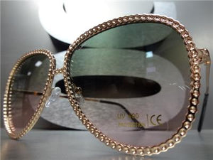 Metal Etched Aviator Sunglasses- Rose Gold Frame/ Green Ombre Lens