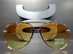 Metal Frame Aviator Sunglasses- Rose Gold Frame/ Orange Yellow Ombre Lens