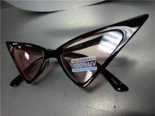 Exaggerated Pointy Color Lens Cat Eye Sunglasses- 5 Color Options