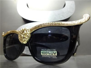 Vintage Cat Eye Sunglasses Gold Medallion