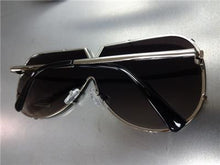 Vintage Shield Style Flat Lens Sunglasses- Chrome Mirrored Lens/ Silver Frame