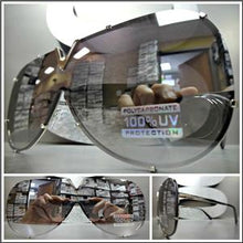 Vintage Shield Style Flat Lens Sunglasses- Chrome Mirrored Lens/ Silver Frame