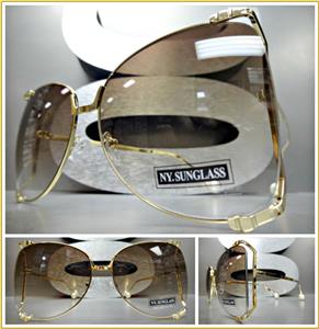 Oversized Classic Vintage Butterfly Style Sunglasses Large Rose Gold Frame Honey Lens E0300