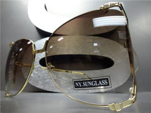 Oversized Classic Vintage Butterfly Style Sunglasses Large Rose Gold Frame Honey Lens E0300