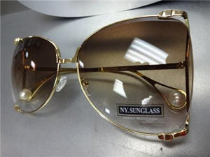 Oversized Classic Vintage Butterfly Style Sunglasses Large Rose Gold Frame Honey Lens E0300