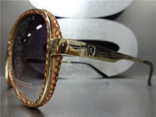 Tear Drop Style Sunglasses- Gold & Brown Carbon Fiber