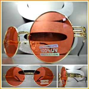 Vintage Round Gold Frame Sunglasses- Red Lens