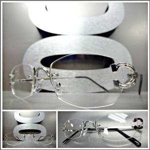 Classy Rimless Clear Lens Glasses- Silver Frame
