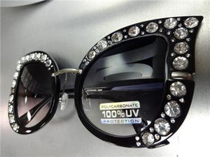 Classy Bling Cat Eye Sunglasses- Black