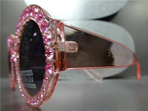 Bedazzled Round Frame Sunglasses- Pink