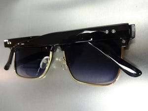 Retro Clubmaster Style Sunglasses- Black