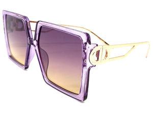 Women's Oversized Vintage Retro Style SUNGLASSES Large Purple & Rose Gold Frame E1487