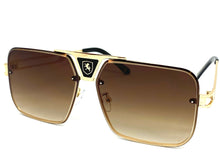 Classic Modern Retro Hip Hop Style SUNGLASSES Gold Frame Brown Lens 21043