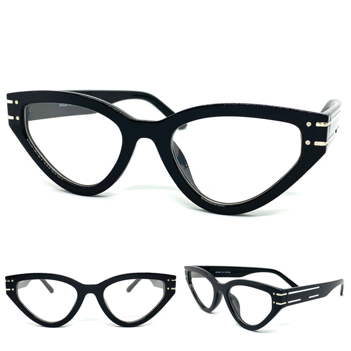 Women's Classic Modern RETRO Cat Eye Style Clear Lens EYE GLASSES Black RX-Capable Optical Fashion Frame 89337