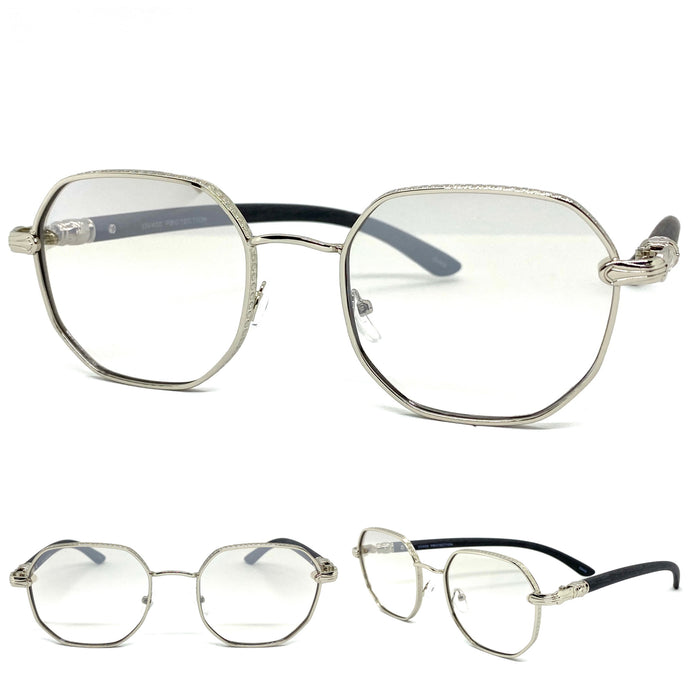 Men's Classy Elegant Luxury Designer Style SUNGLASSES Silver & Wooden Frame 5162