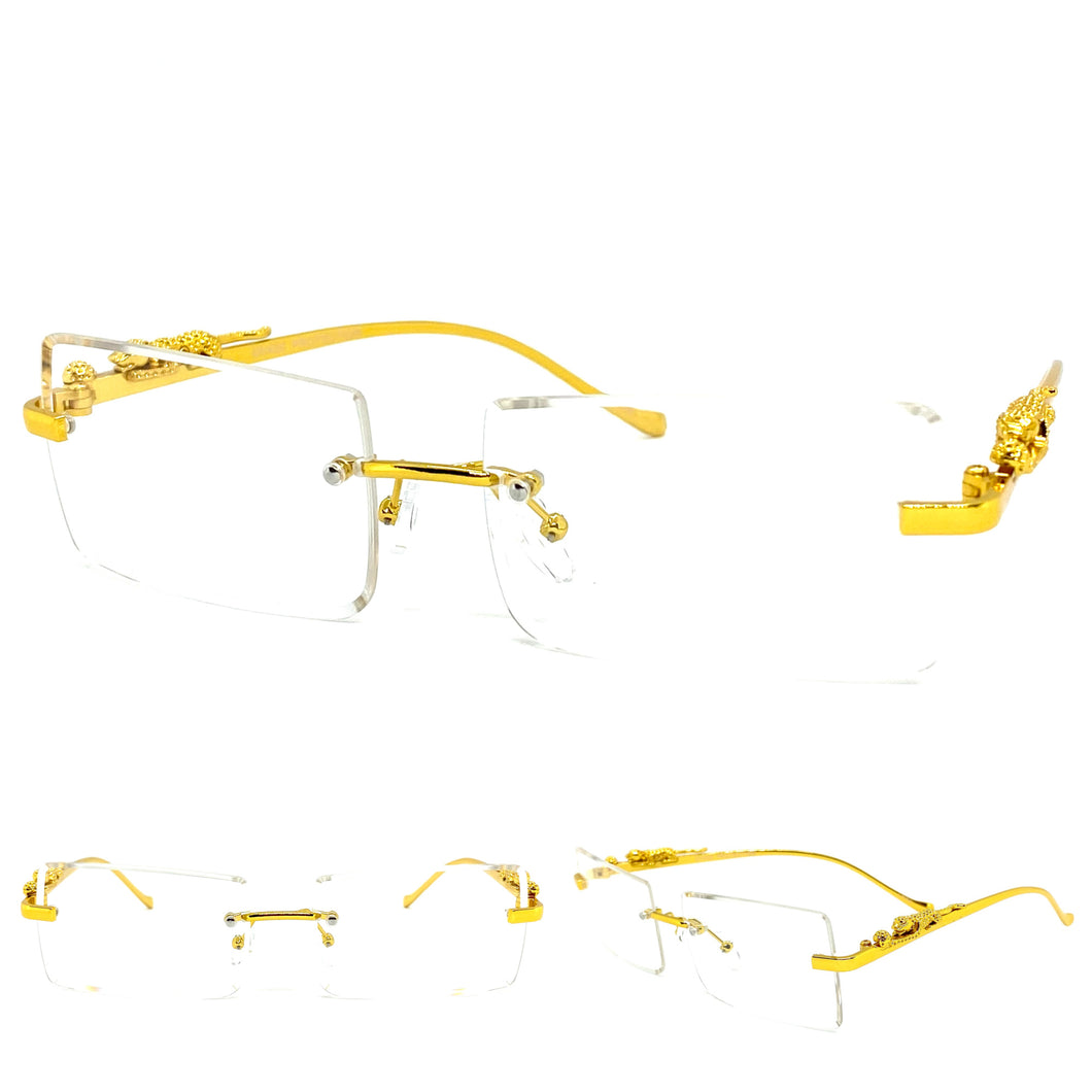 Men's Classy Elegant Luxury Designer Style Clear Lens EYE GLASSES Rimless Gold Frame 5152