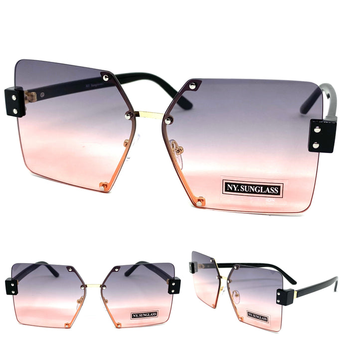 Women's Classy Elegant Modern Retro Style SUNGLASSES Gold & Black Frame 9938