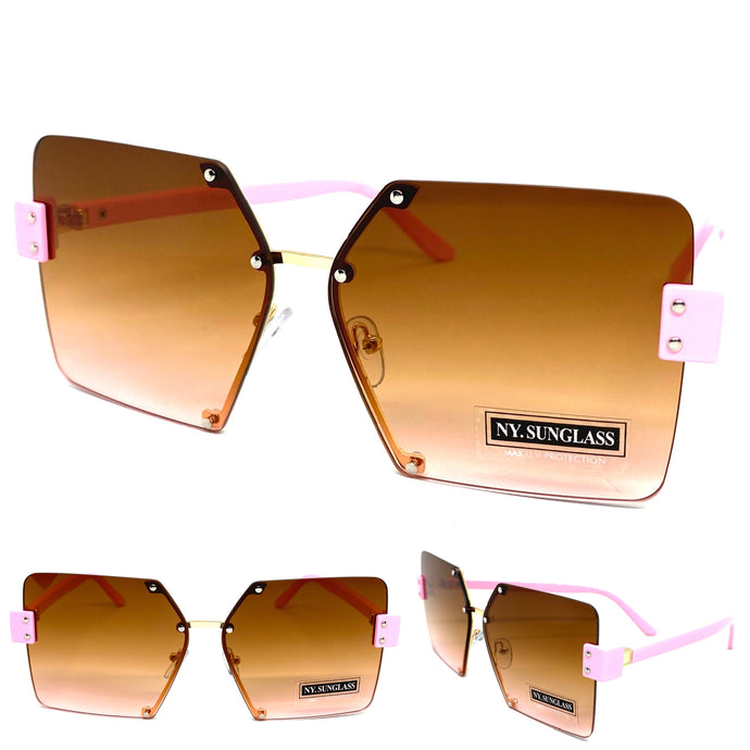 Women's Classy Elegant Modern Retro Style SUNGLASSES Gold & Black Frame 9938